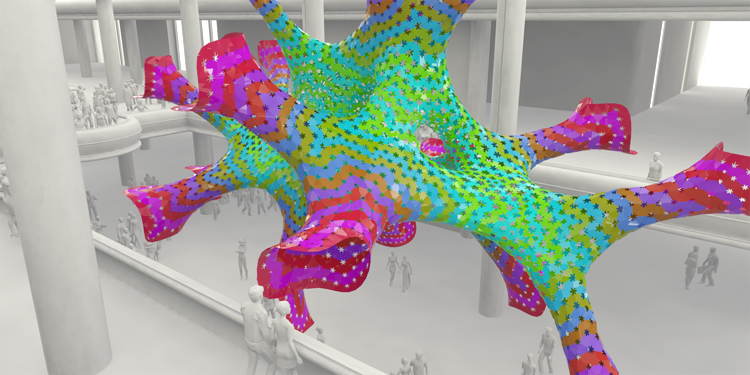 Orlando Orange County Convention Center MARC FORNES THEVERYMANY Distributed 3D Mesh Network Public Art Colors