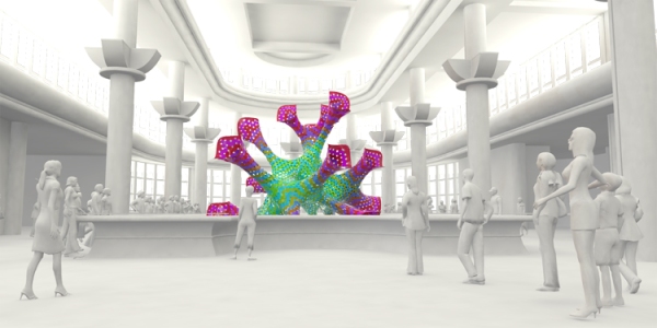 Orlando Orange County Convention Center MARC FORNES THEVERYMANY Distributed 3D Mesh Network Public Art Colors
